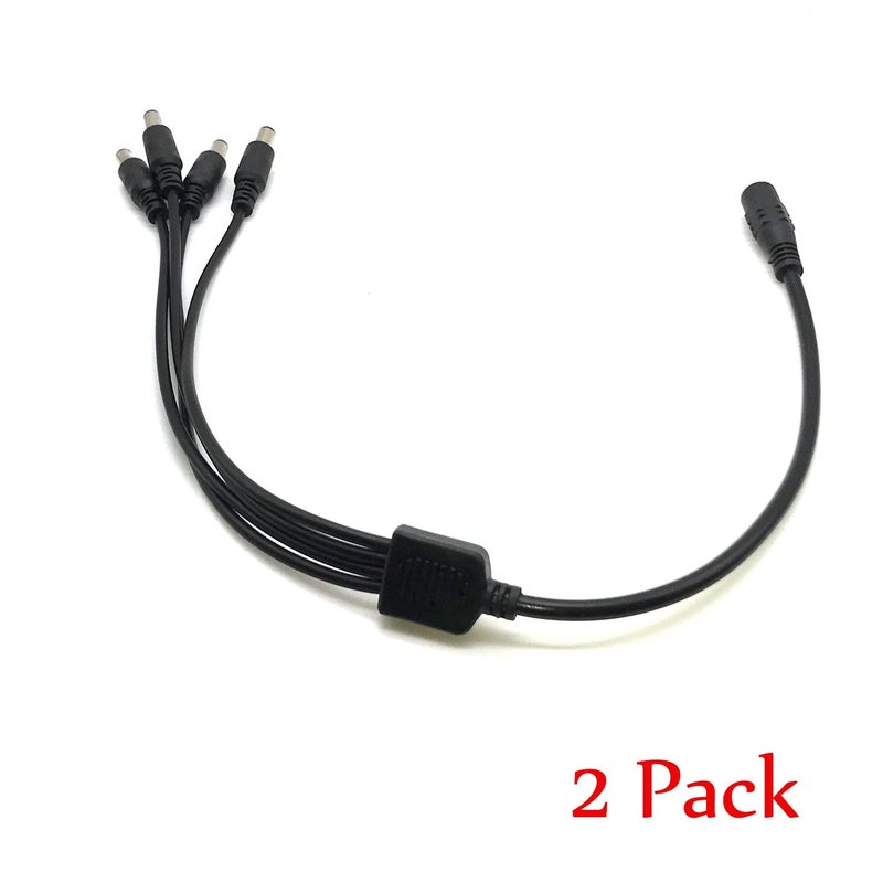 Xenocam 2Pack 1 to 4 Way Port DC Power Split Splitter Cable Pigtail for CCTV Cameras DVR NVR LED Light Strip DC5.5 * 2.1mm - Image 3